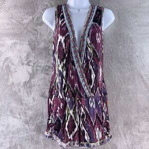 Agua Bendita Naomi Romper‎ Womens Size Medium Multicolor Ikat Wrap Resort